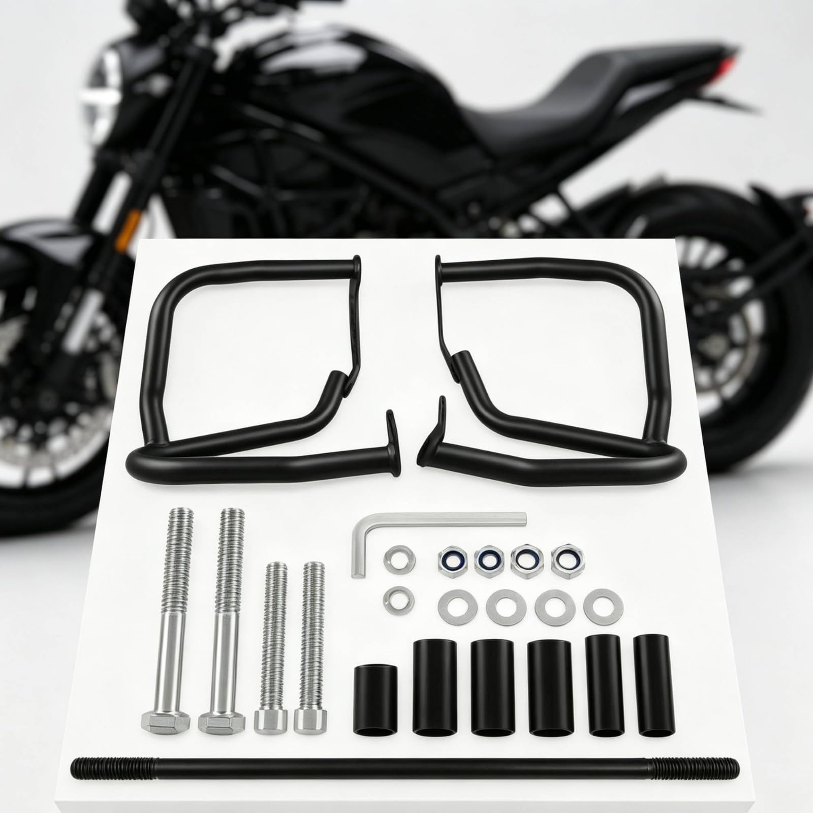 harayaa Paracrash Motocicletta Protezioni Motore Barre Crash Tubo Acciaio 25 Mm Piastre Robuste Protezione Componenti Cadute Lente Kit Completo Montaggio Adatto a Viaggio Leggero E Guida Cittadina