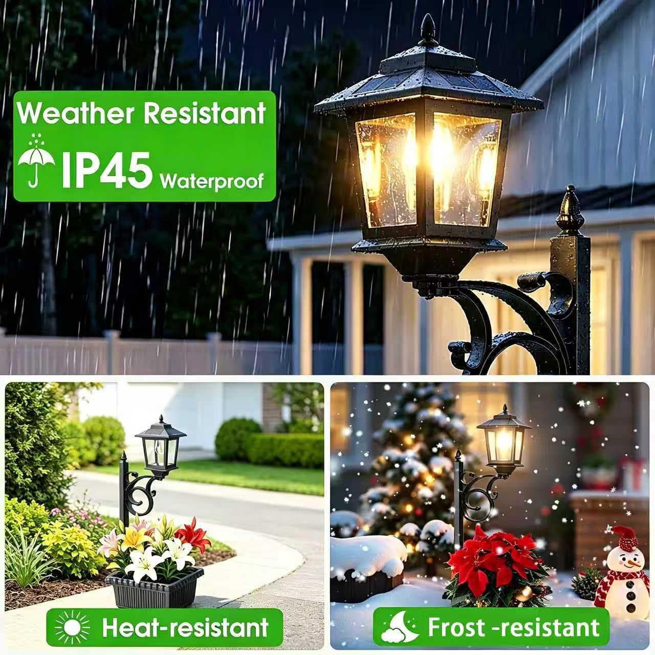 Melunar Outdoor Flower Pots 2 in 1, Solar Post Lamps Waterproof, Solar Lamp Post Lights, Wall Mount or Freestanding, Outdoor Decorative Lamp for Garden, Patio, Front Porch, Back Door, Warm White. - 4