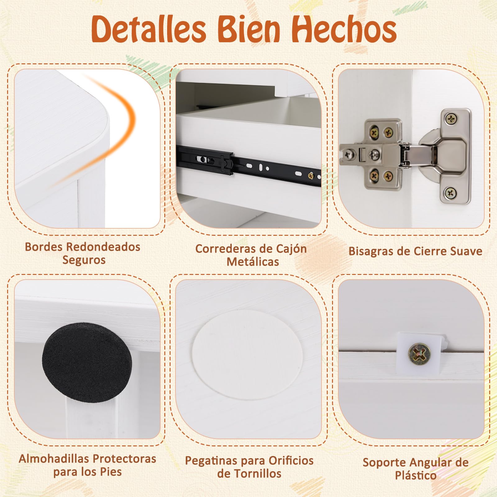 GOPLUS Organizador de Almacenamiento de Juguetes para Niños, Estantería con 2 Cajones, 2 Gabinetes Cerrados y 1 Compartimento Abierto, Mueble de Madera para Sala de Juegos (Blanco)