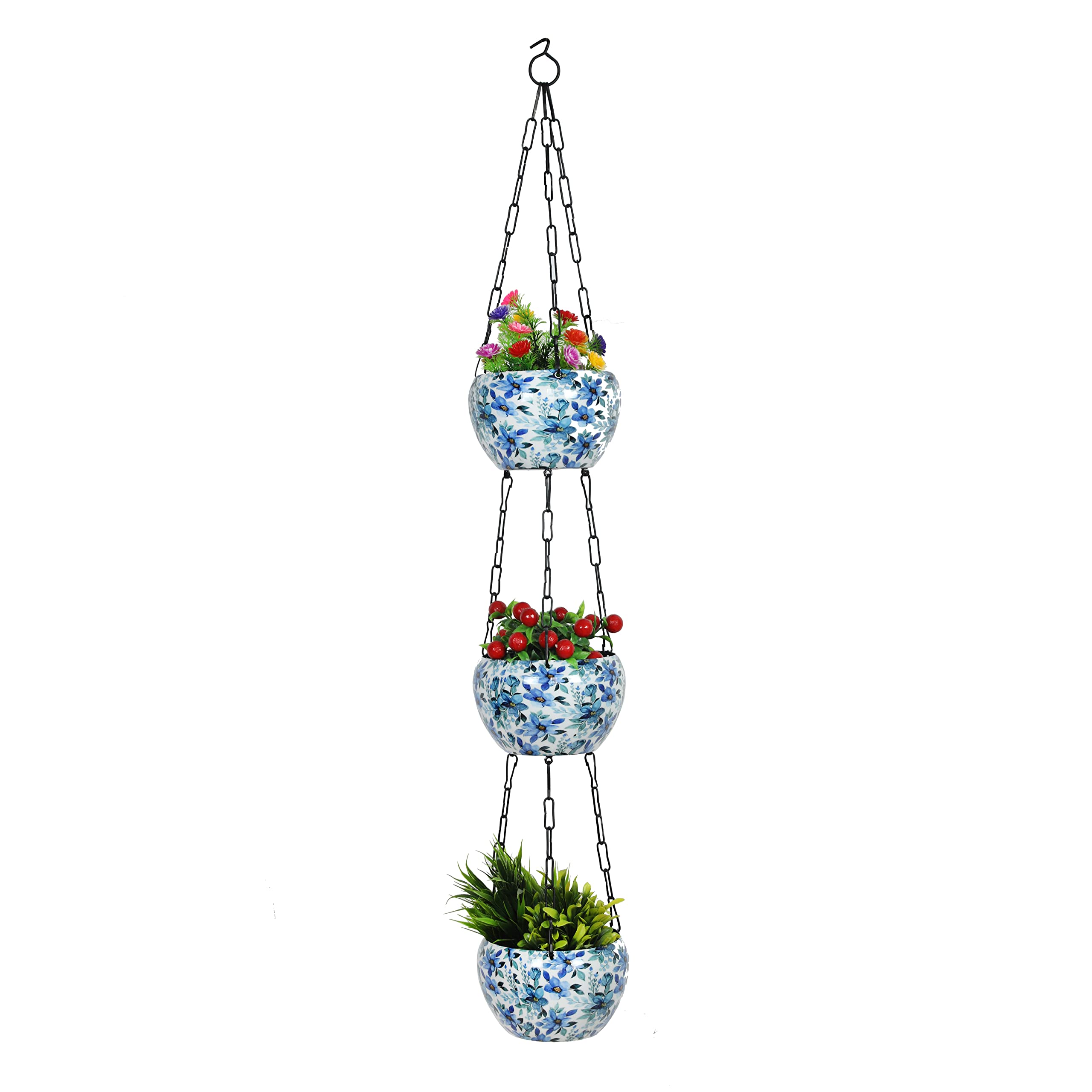 Tuxédo, Blooming 3 Layer Metal Hanging Planter for Balcony - Metal Planters for Balcony and Home Gardening, Indoor, Outdoor, Best for Gifting (B0B9T5RDTR) Amazon Price History, Amazon Price Tracker