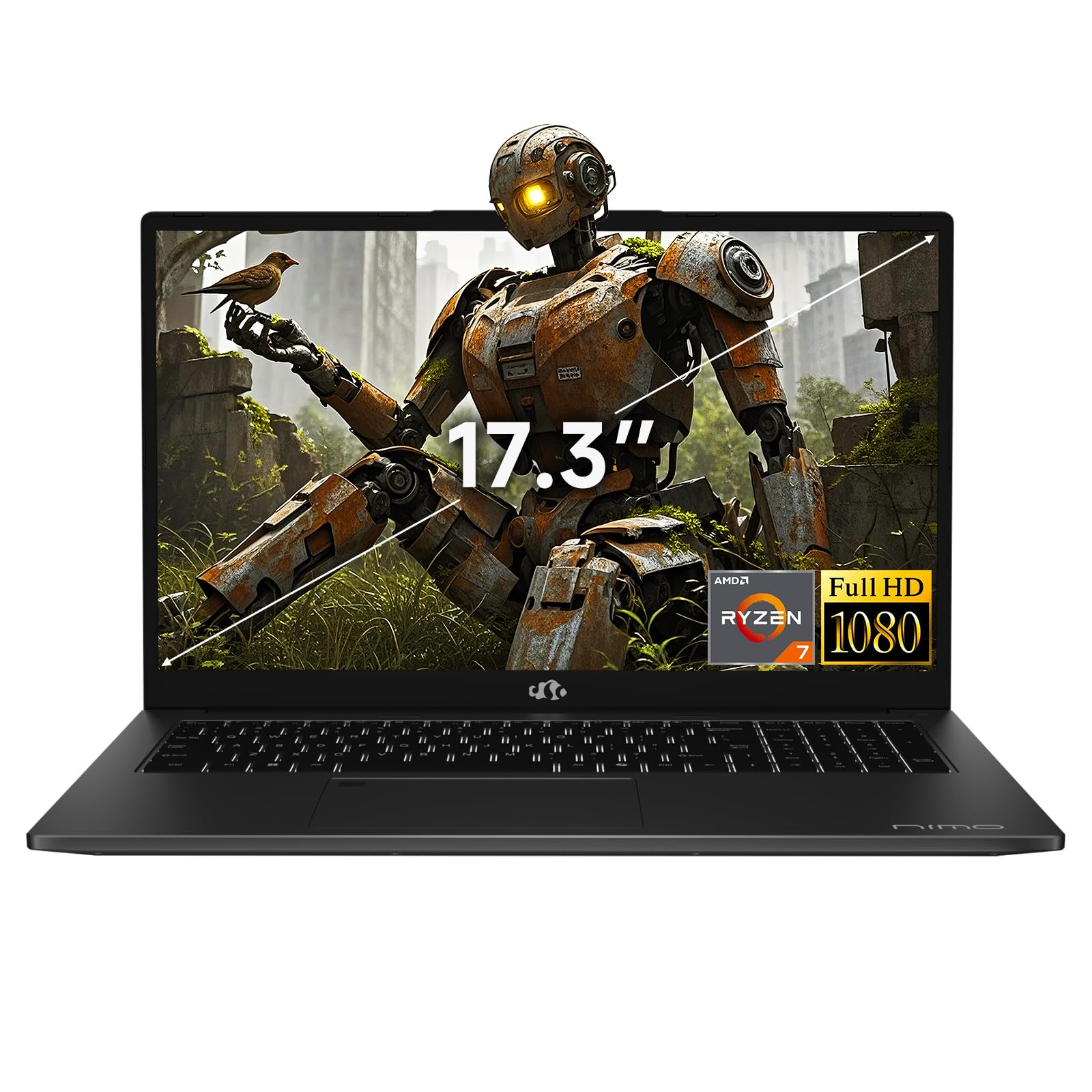 NIMO 17.3" Full HD Gaming Laptop, AMD Ryzen 7 7735HS, 16GB DDR5 RAM 1TB SSD, Radeon 680M Graphics, Wi-Fi 6E, Bluetooth 5.2,100W Type-C, Backlit
