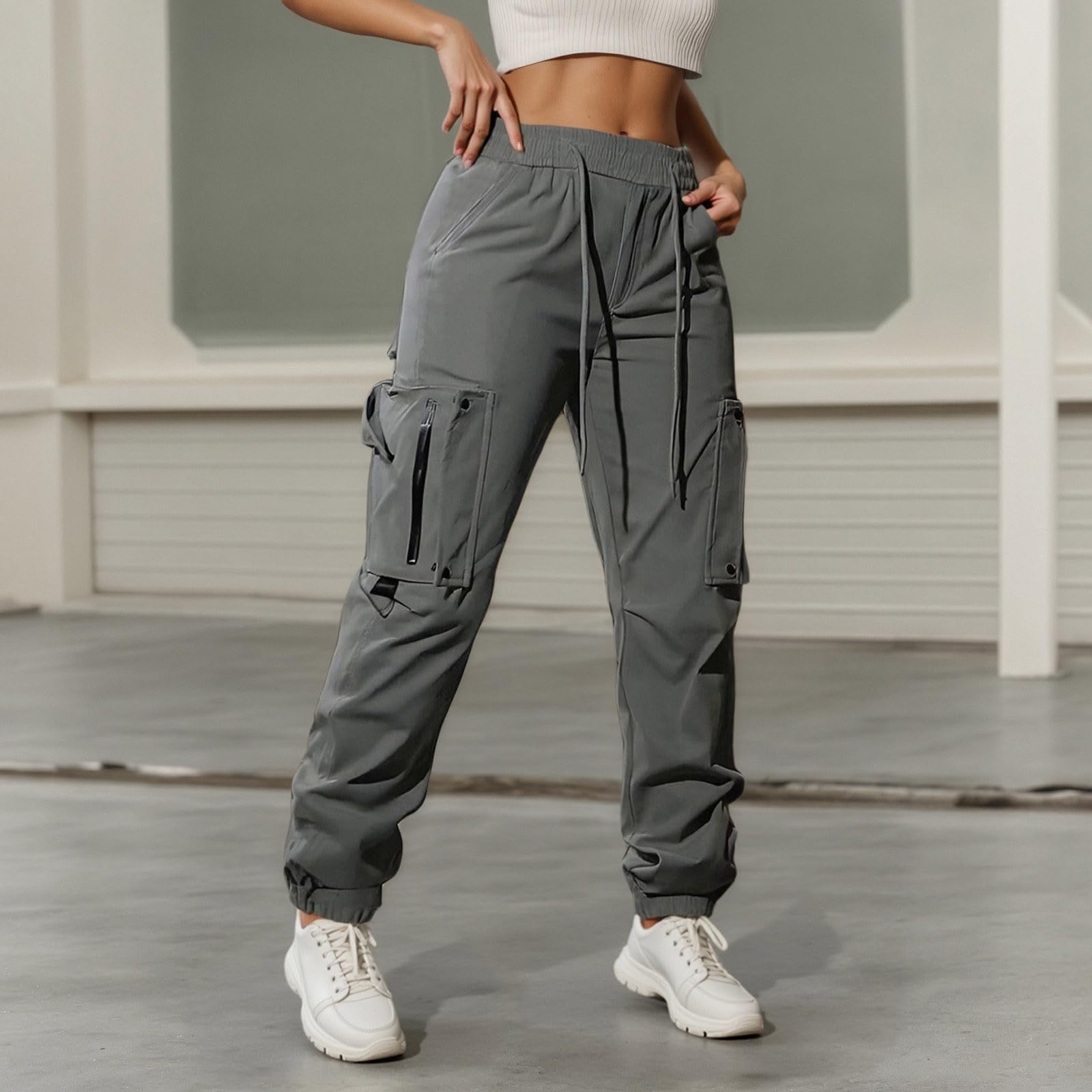 2025 Pantalones cargo de mujer de senderismo ligeros con bolsillos senderismo impermeables cinturón al aire libre deportivos correr para otoño e invierno, antisuciedad e impermeable, Workout