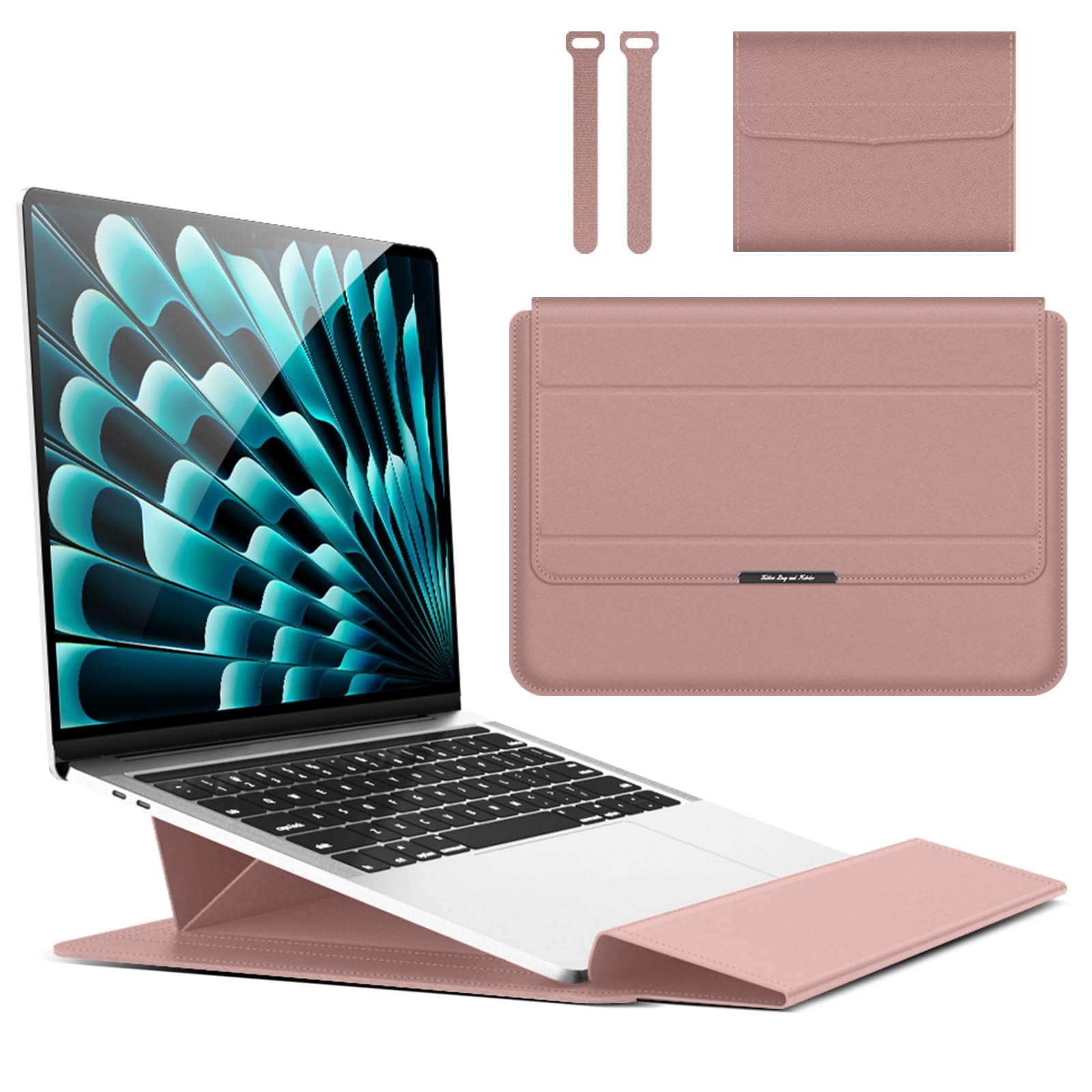 13 14 Pulgadas Funda Portátil con Soporte para MacBook Air 13 M5/M4/M3/M2/M1 (2026-2020), MacBook Pro 13-14 M5/M4/M3/M2/M1 Pro/MAX (2026-2020) Bolsa Transporte PC - Oro Rosa