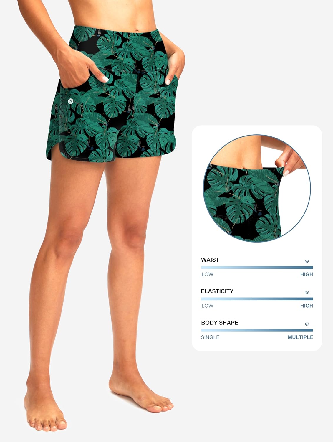 G Gradual Women's 3" High Waisted Swim Board Shorts with Pockets Quick Dry Swimsuit Bottoms Bathing Suit for Women with Liner - Image 5