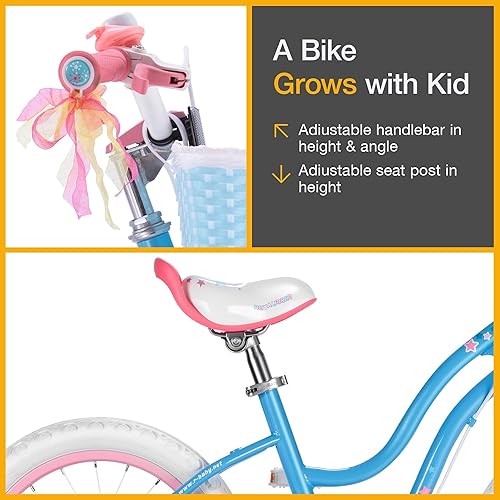 Miniatura 11 de RoyalBaby Bicicleta EZ para niñas, bicicleta Stargirl, entrenamiento libre, equilibrio a pedal, bicicleta de fácil aprendizaje, 12-20 pulgadas para