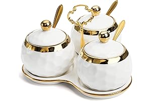 ZENFUN Ceramic Spice Jars Set of 3 Spice Bowls for Kitchen Storage