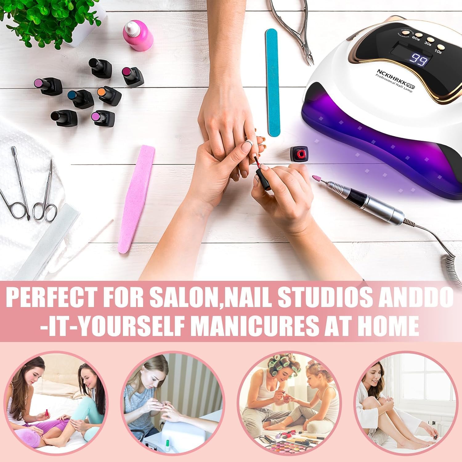 180W Lampada UV LED Unghie, Professionale Fornetto Unghie Semipermanente per Manicure Display LED Automatico Sensore, Maniglia a Orecchio di Gatto, Lampada Led Unghie per Manicure/Pedicure