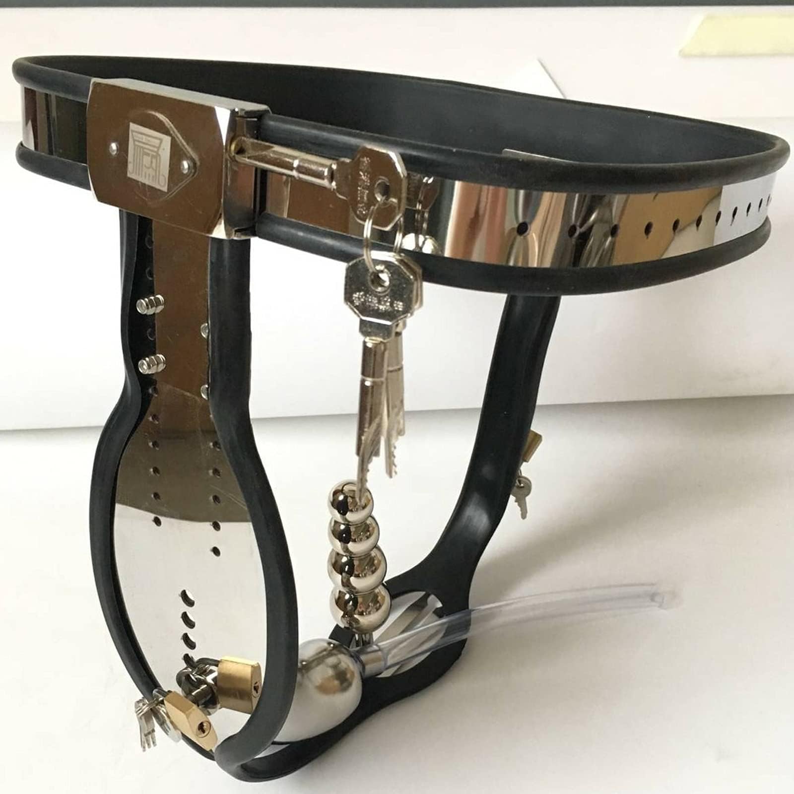カテーテル　エロ画像 Amazon | Gerrit BDSM 貞操帯男性用カテーテルとアナルプラグ貞操帯男性極端な貞操ケージ男性ボンデージフェチコックケージ SM エロゲーム大人のおもちゃ  | Gerrit | SM