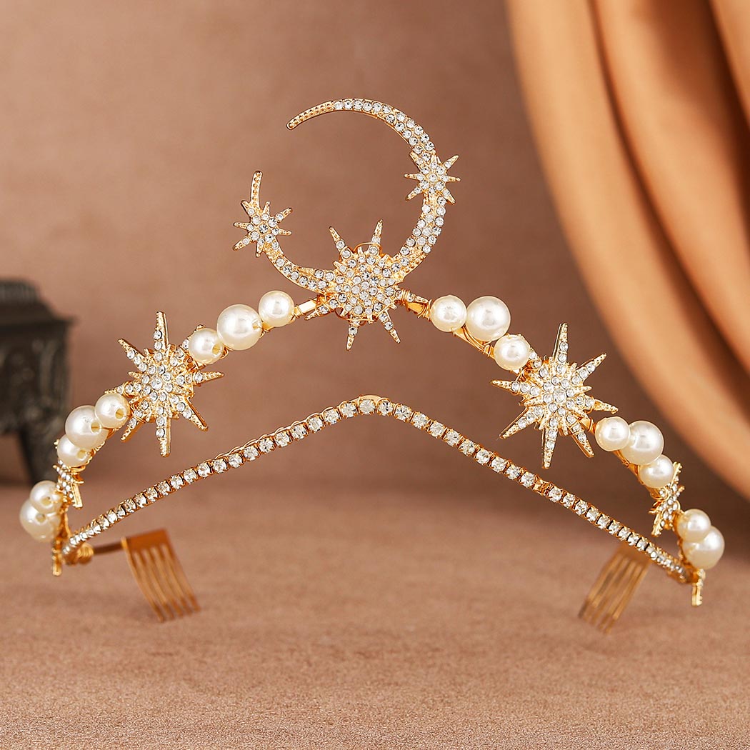Amazon.com : Catery Moon Crown Headpiece Goddess Star Tiara  display picture 3