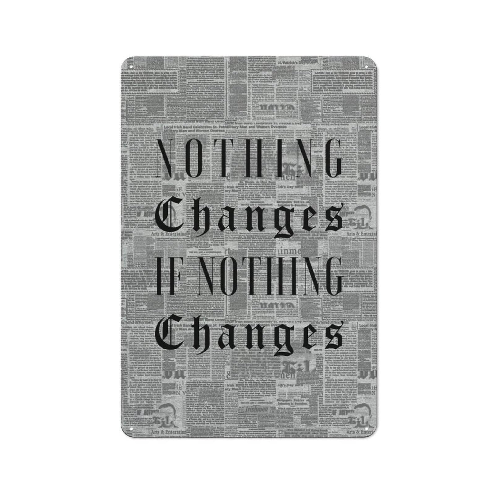 Junmoney Style-1 Vintage Nothing Changes Metal Wall Sign 30X20cm, Shed Wall Plaque For Garage, Workshop, Shed Or Utility Room
