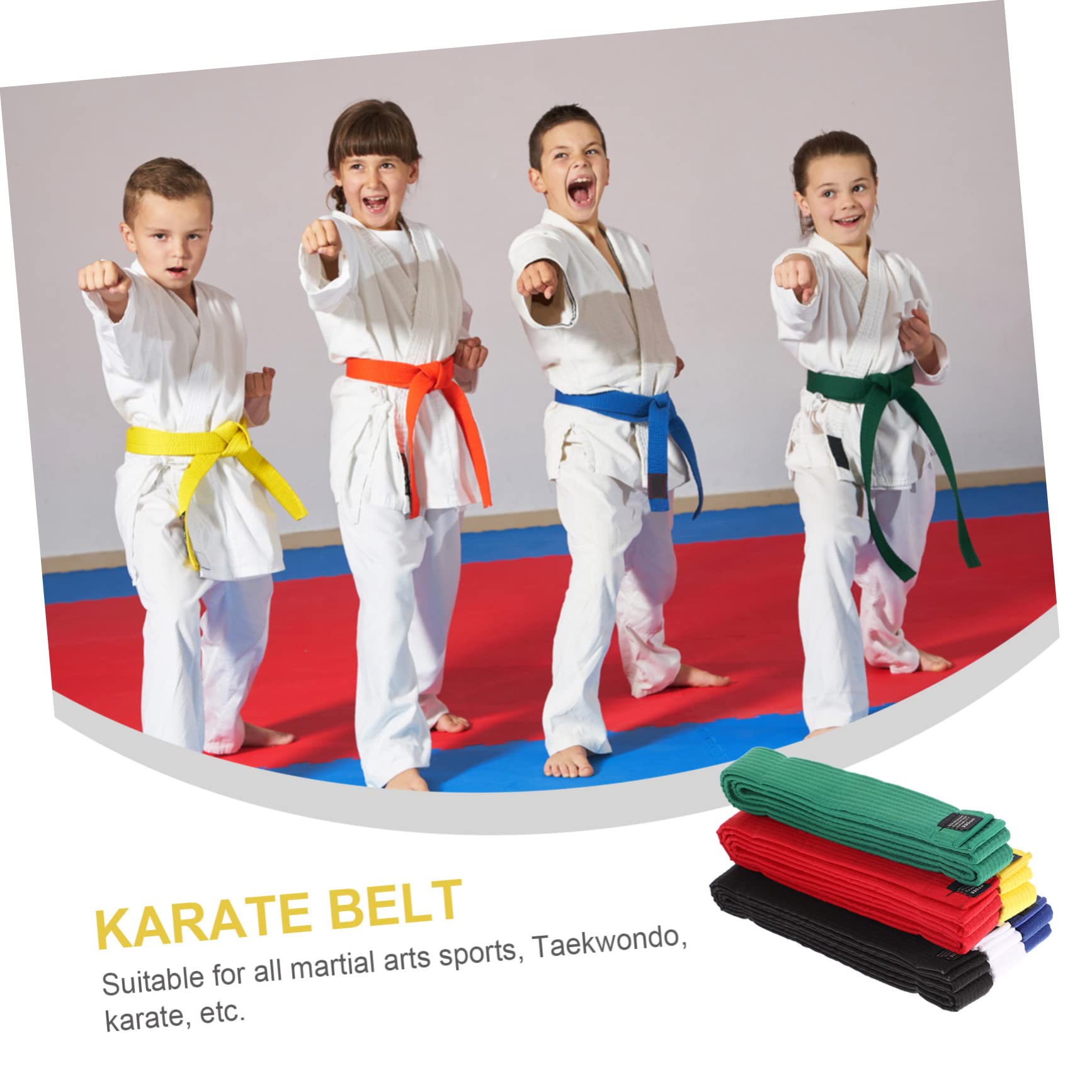 SUPVOX Set di 6 Cinture di Karate in Cotone, Leggere e Resistenti, Cuciture Robuste, per Allenamento e Graduazione nelle Arti Marziali