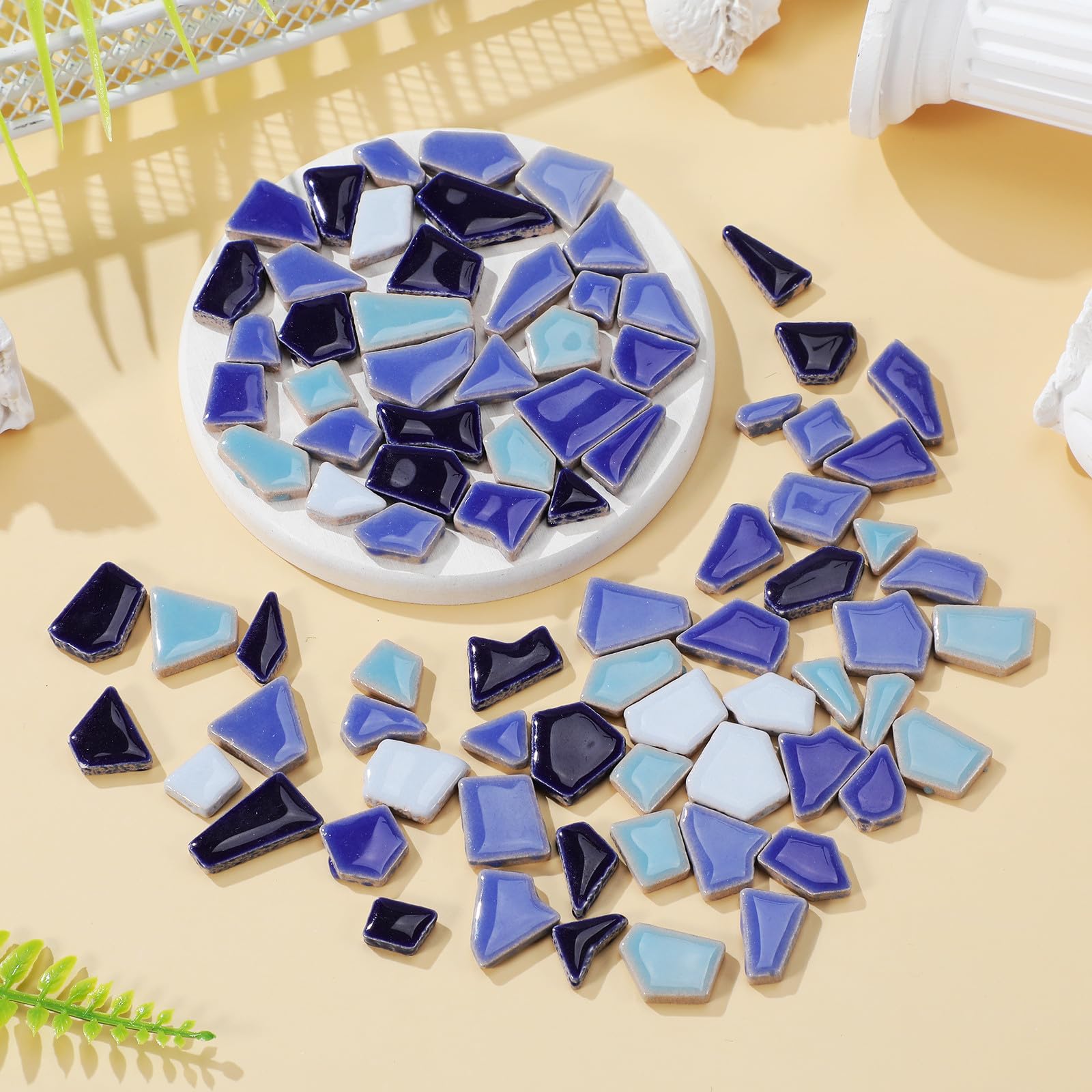 Azulejos de Cerámica Irregulares Material Seguro Adecuado para Decoración y Proyectos Creativos Piezas de 200g en Color Azul para Manualidades Diy