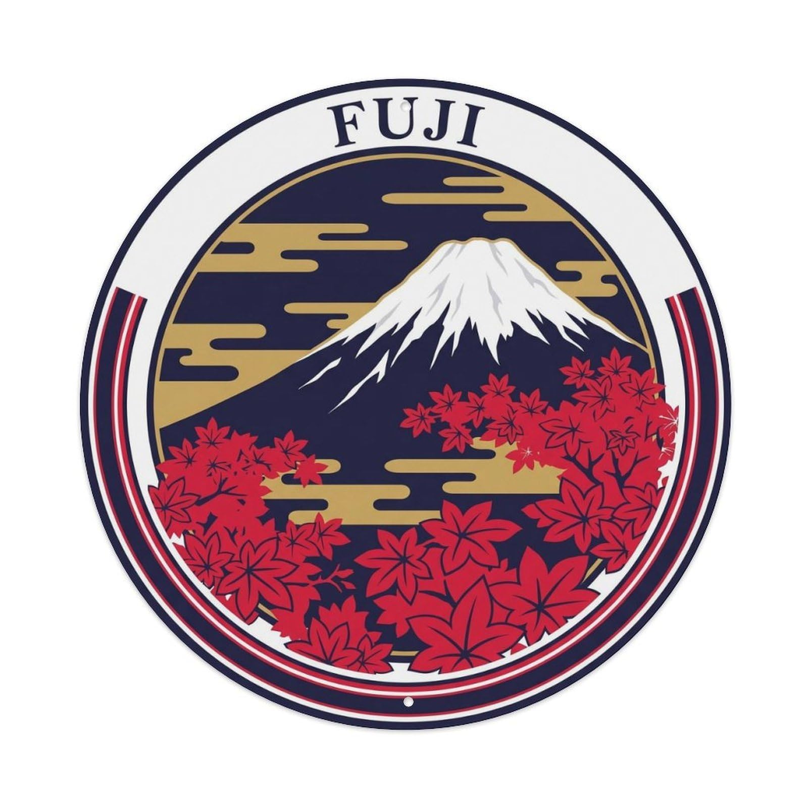 Olyhtr 8X8inch Classic Style Fuji Autumn Maple Rinpa Crimson Indigo Japan Metal Tin Sign