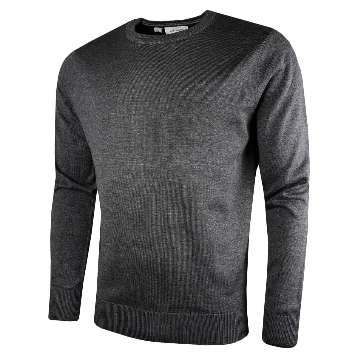 Calvin Klein Men's Slate Marl Crew Neck Cotton Sweater - 4XL
