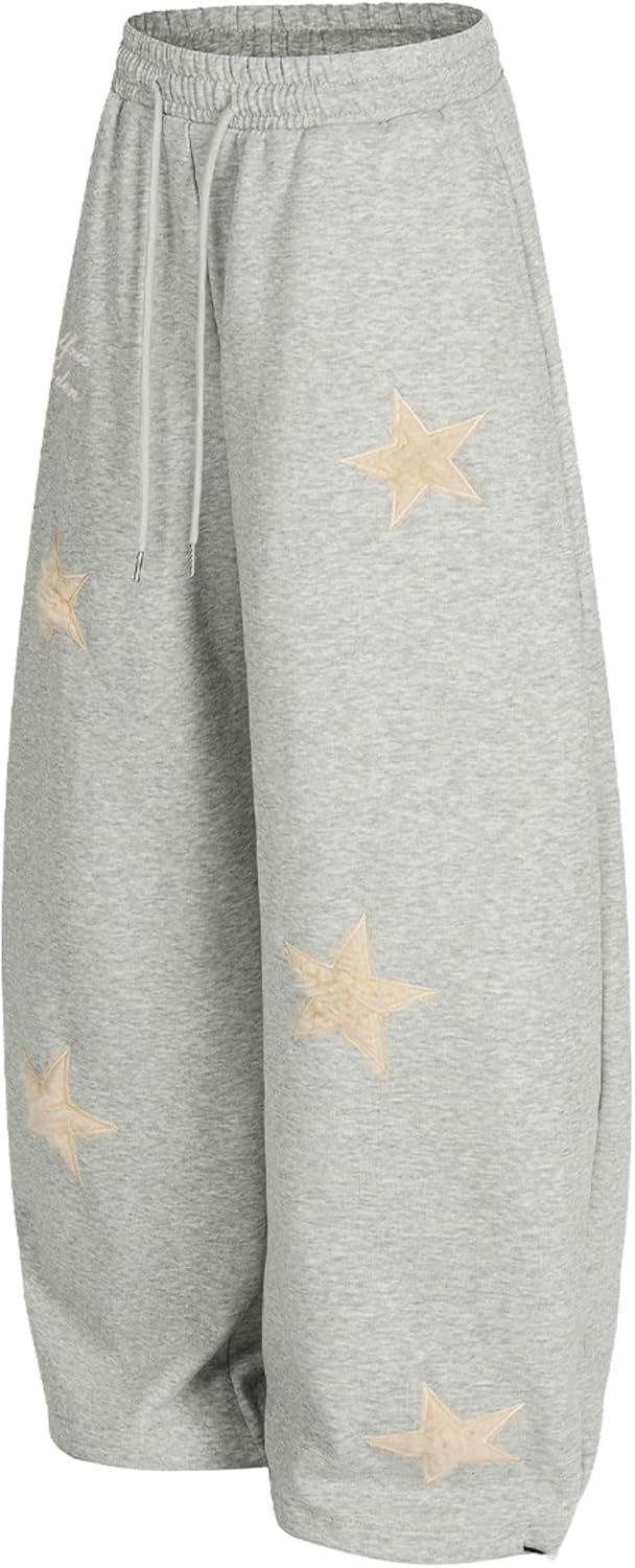 Aelfric Eden Star Applique Baggy Barrel Sweatpants Wide Leg Elastic Waisted Sweat Pants Y2K Casual Lantern Trouser - Image 3