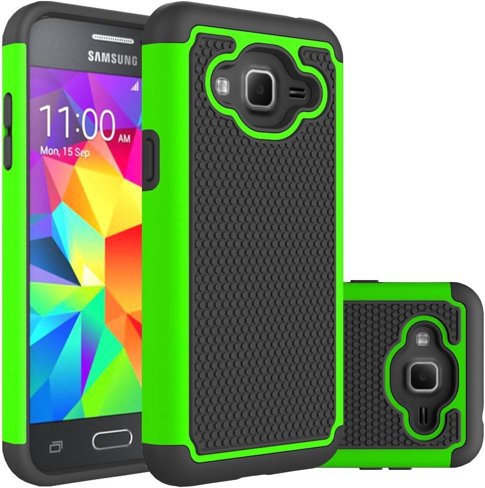 Galaxy J3 Case, Express Prime Case, Amp Prime Case, Sophmy [Shock Absorption] Hybrid Armor Protective Case Cover for Samsung Galaxy J3 2016 (green)