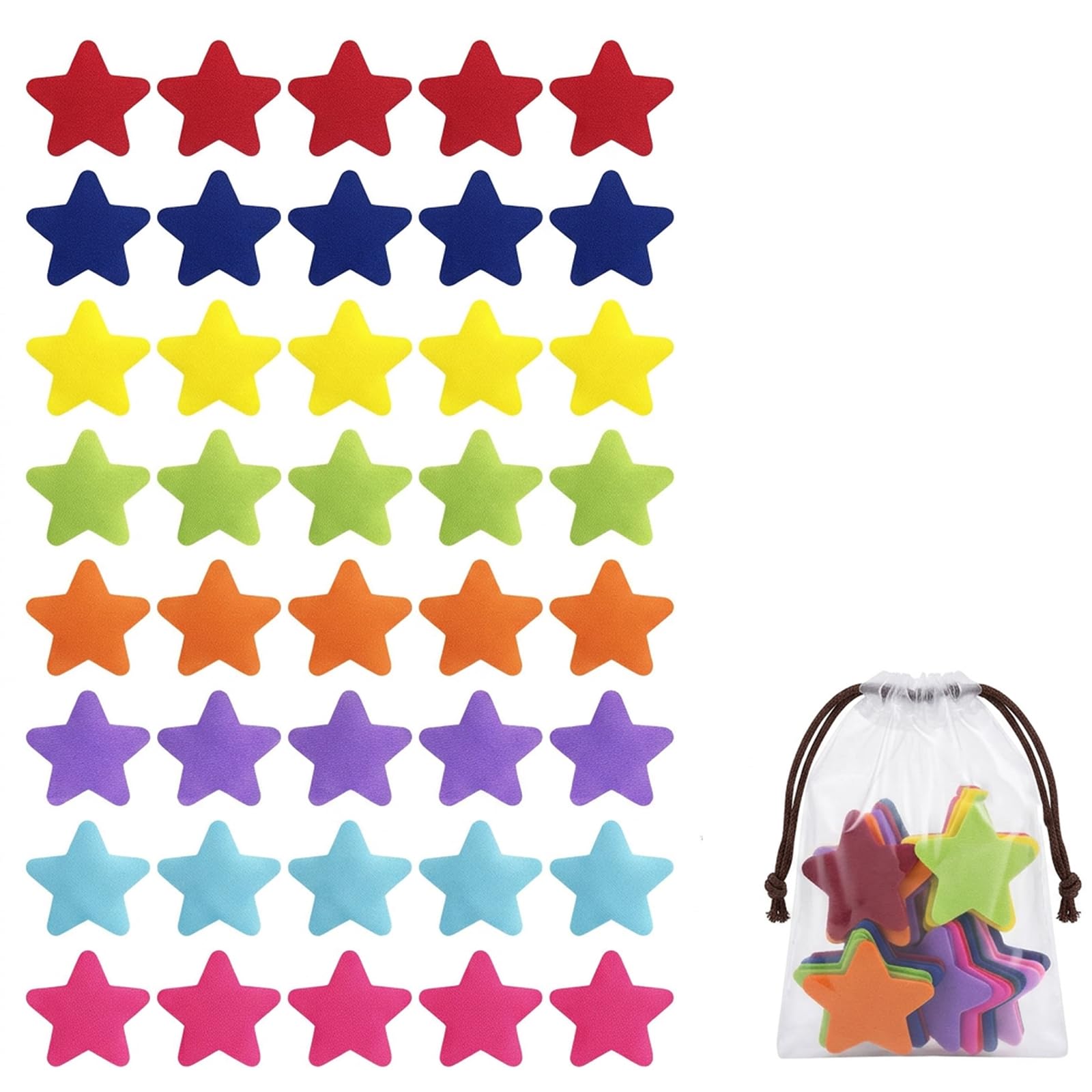 Carpet Spots For Classroom, 40 Pcs Floor Markers For Teaching Activities,Five-Pointed Star Markers With Storage Bag, Professional Organisation Tools