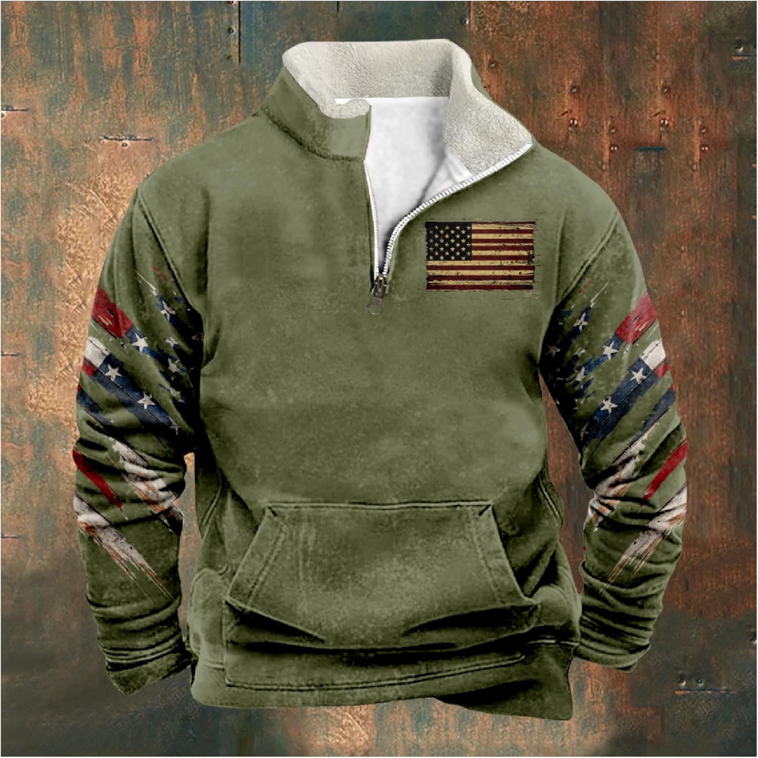 MARSVOVO Mens Quarter Zip Fleece Sweatshirt Zip Up Coat for Men Long Sleeve Zipper Fall Winter Vintage Y2k Hoodies - Image 2