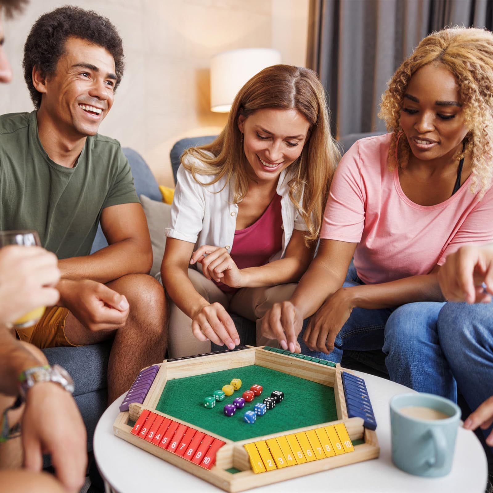Shut The Box Gra dla 6 graczy, drewniana gra w kości z 12 rzutami, gra drewniana, gra rodzinna, klasyczne gry stołowe, matematyka, zabawka edukacyjna, dla dorosłych i dzieci