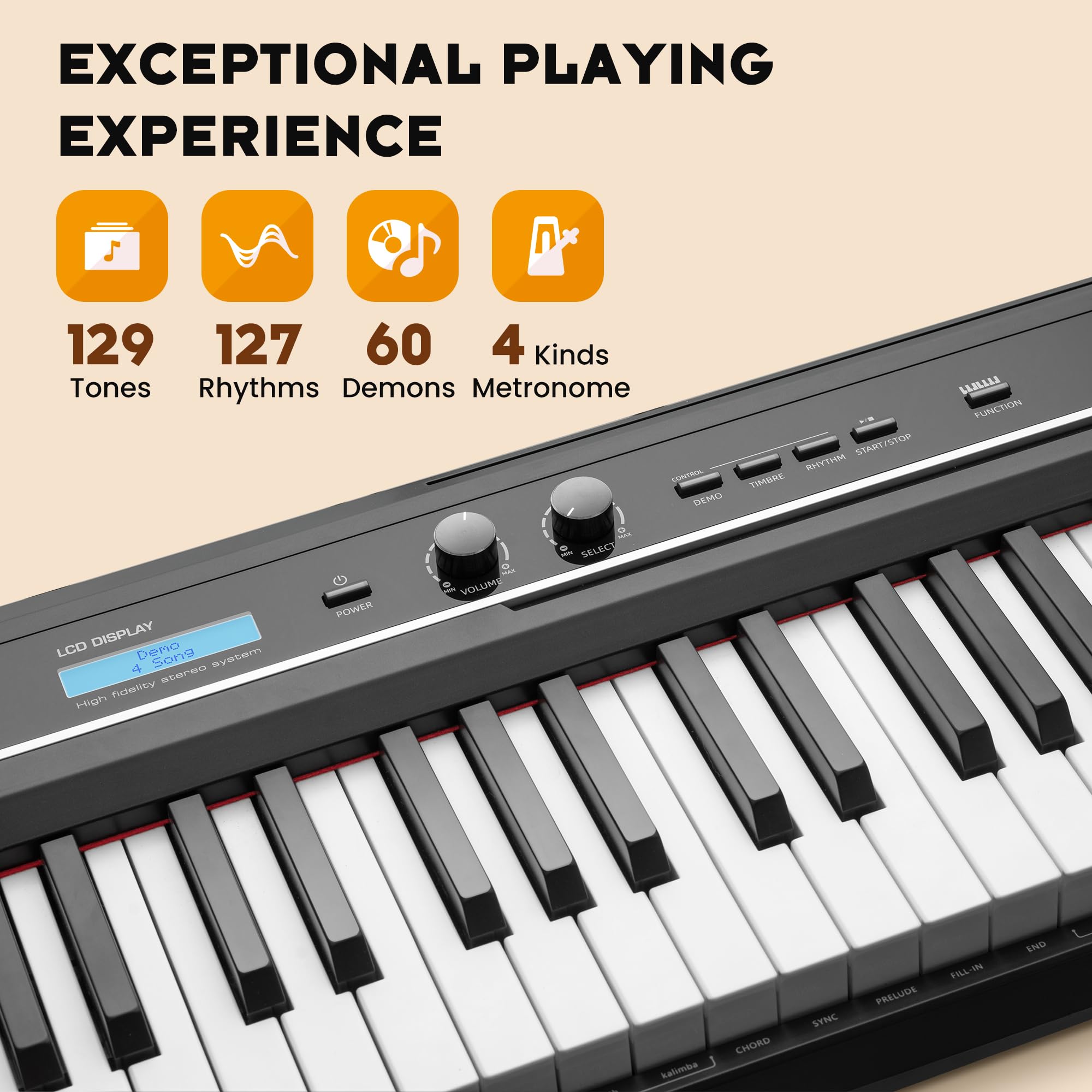 CAHAYA Pianoforte Digitale a 88 Tasti – Piano Elettrico Semipesato per Principianti con Supporto a Doppia X, 3 Pedali e Leggio