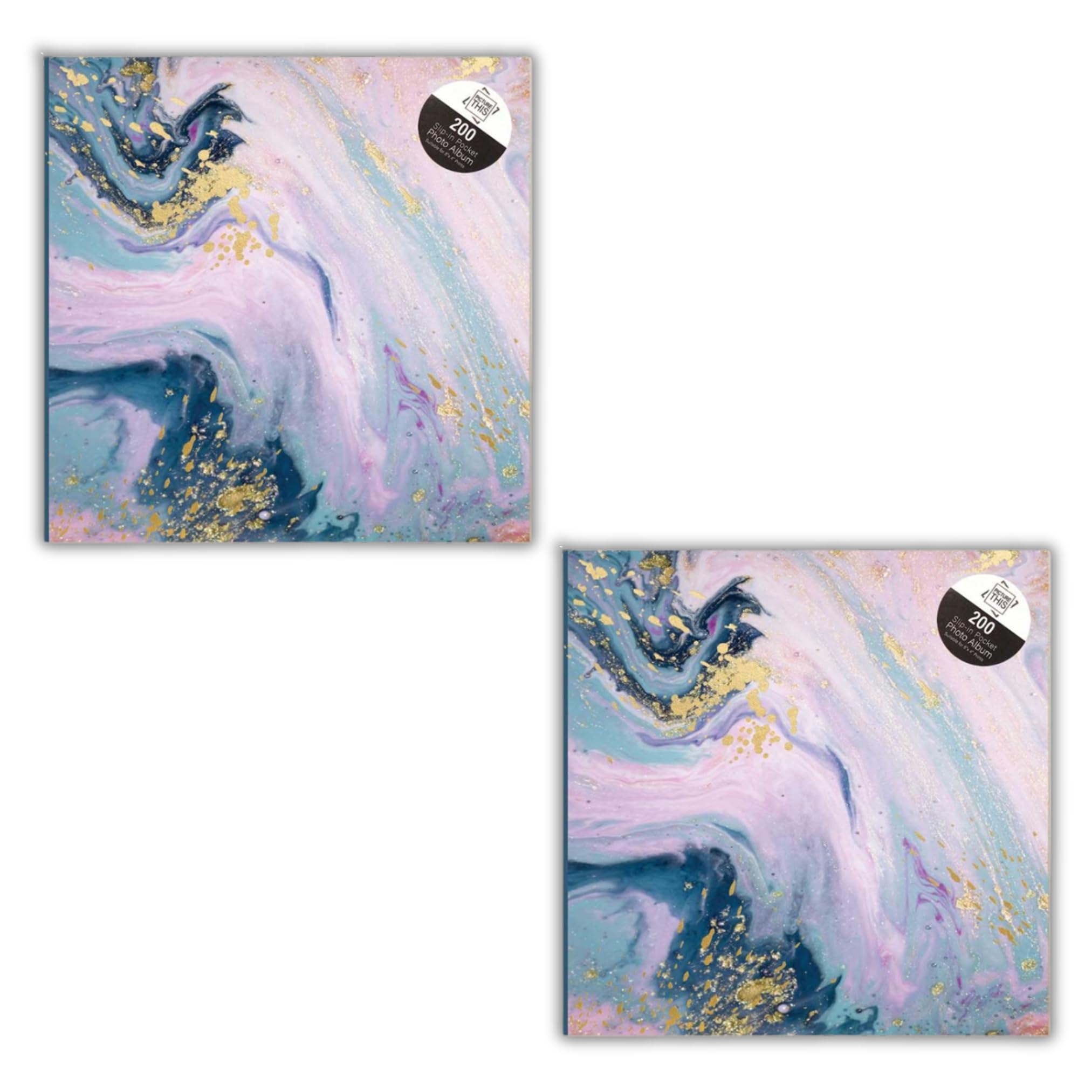 Great British Home Multi-Colored Set Of 2 Tallon Abstract Marble Swirl Photo Albums 6X4 Size, 200 Pockets With Memo Section By - 6X4 Photo Album Slip In