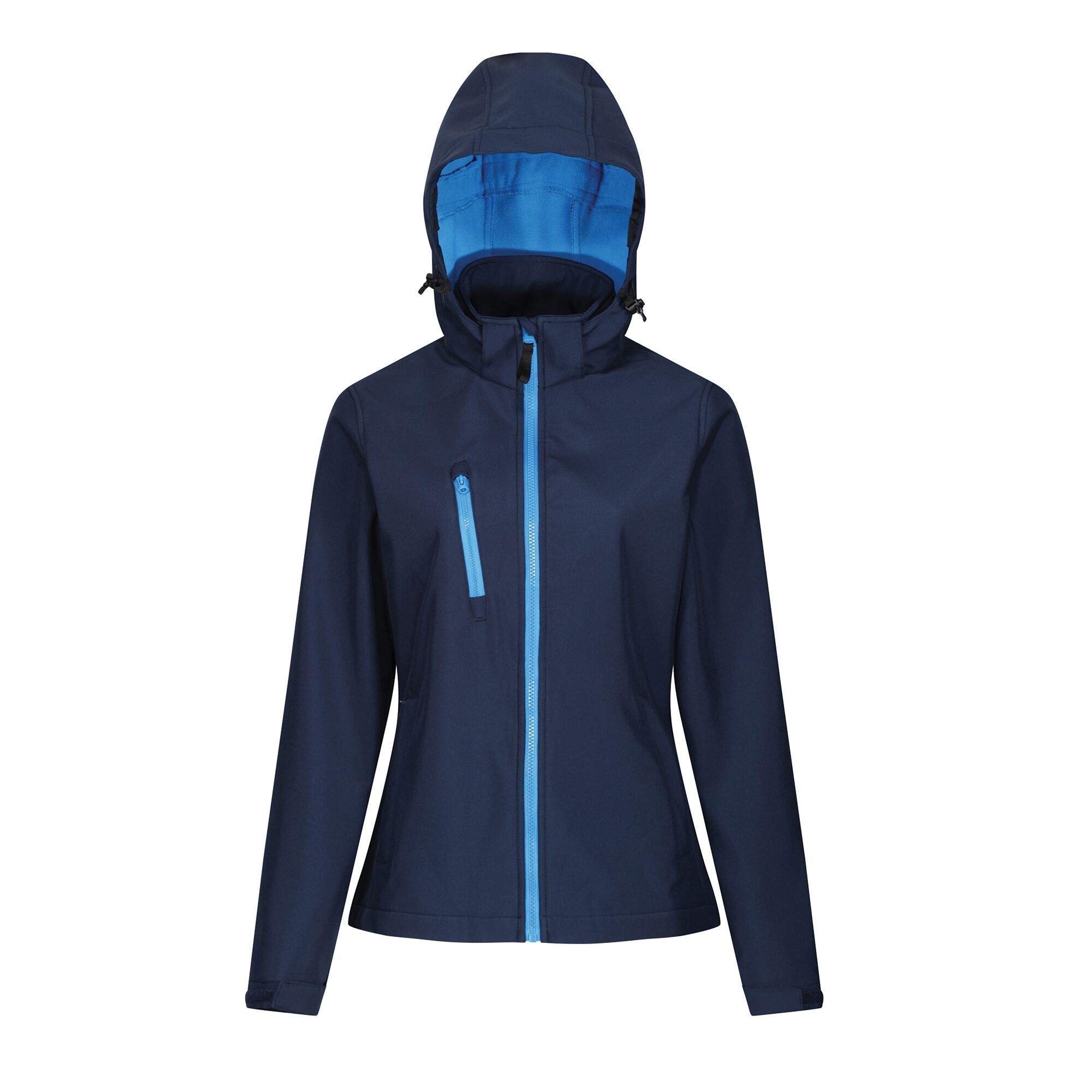 Regatta Professional Womens Venturer 3-layer Printable Hooded Softshell Jacket, Navy(french Blue), 12 EU