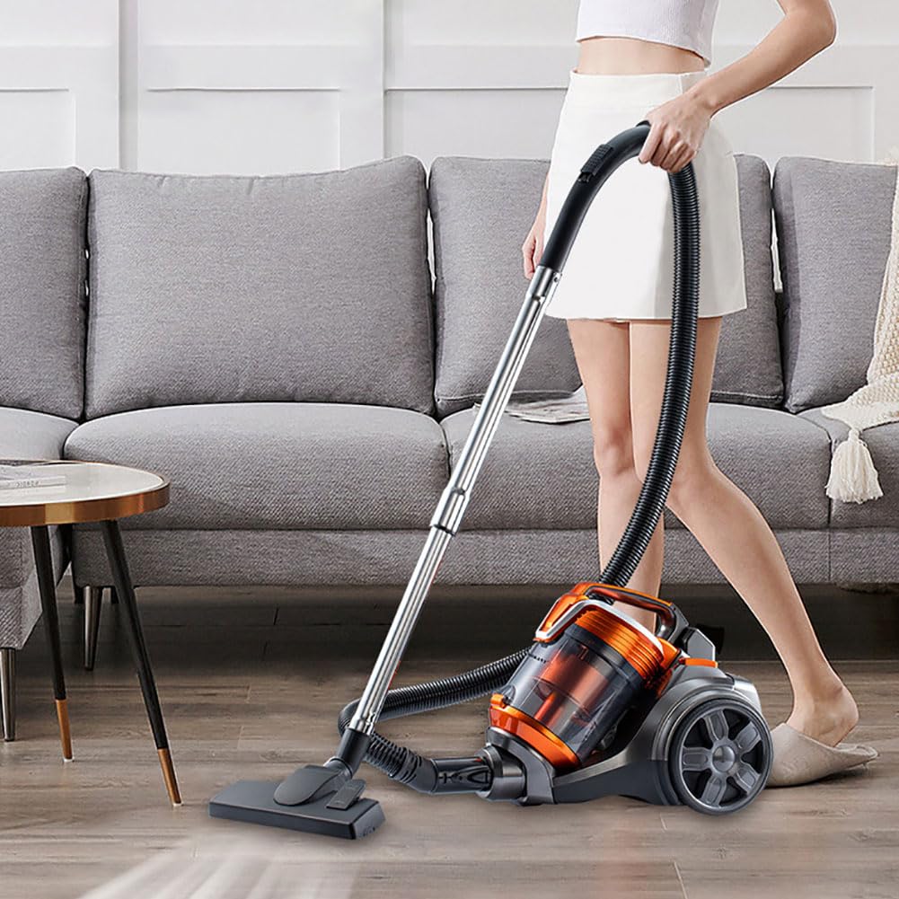 Aspiradora cilíndrica sin bolsa, limpiador ciclónico para alfombras y pisos duros de 3600 W, filtro HEPA lavable, manguera extensible, cepillo turbo para uso doméstico, piso, lechada, azulejo, sofá