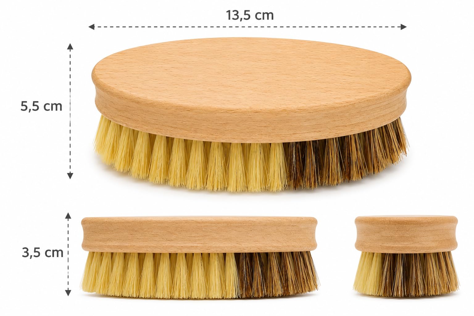Teemando Brosse à légumes en bois de hêtre avec poils naturels 2 degrés de dureté