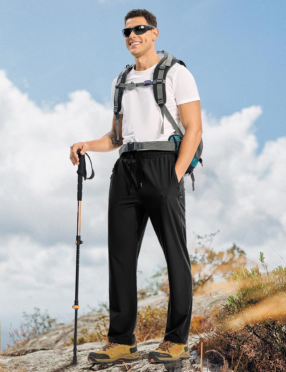 TBMPOY Mens Lightweight Hiking Pants Quick Dry Travel Fishing Water Resistant Workout Athletic Sweatpants Zipper Pockets - Image 3