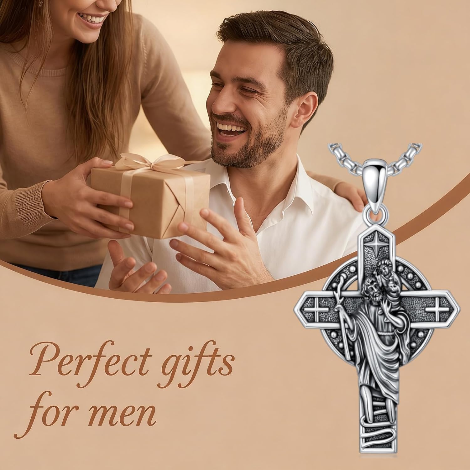 925 Sterling Silver Patron Saint Medals | Amulet Necklace Protection Jewelry for Men with 2.5mm 22"+2" Rolo Chain - Image 7