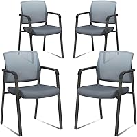 Vista 34 de CLATINA Sillas de oficina apilables para recepción de invitados con brazo, silla de sala de espera con respaldo de malla con asiento de tela