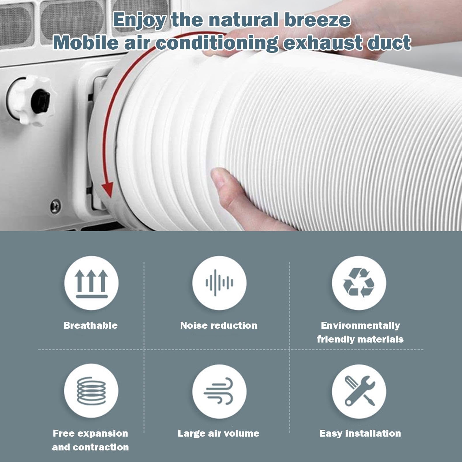Tubo Climatizzatore, Tubo Di Scarico Aria Condizionata Mobile | Tubo Di Scarico Filettatura Antioraria, Diametro 15 Cm E 13 Cm, Per Impianti Di Climatizzazione, Asciugatrice,Cappa Aspirante