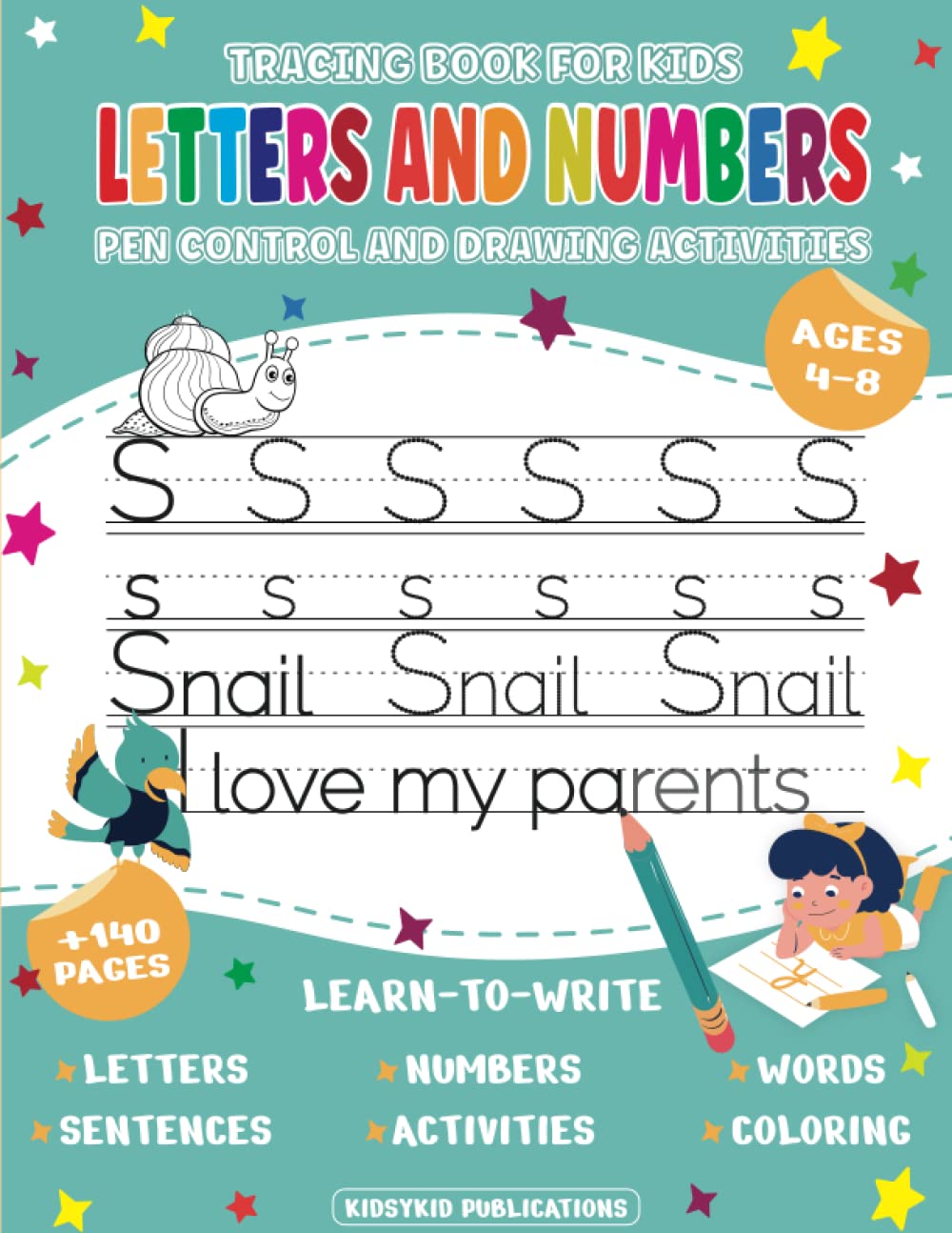Tracing Book for Kids Ages 4-8: Learn to Trace Letters and Numbers | Pen Control and Drawing and Tracing Activities | Penmanship and Writing Workbook ... kindergartens, Toddlers & Kids Aged 4,5,6,7,8