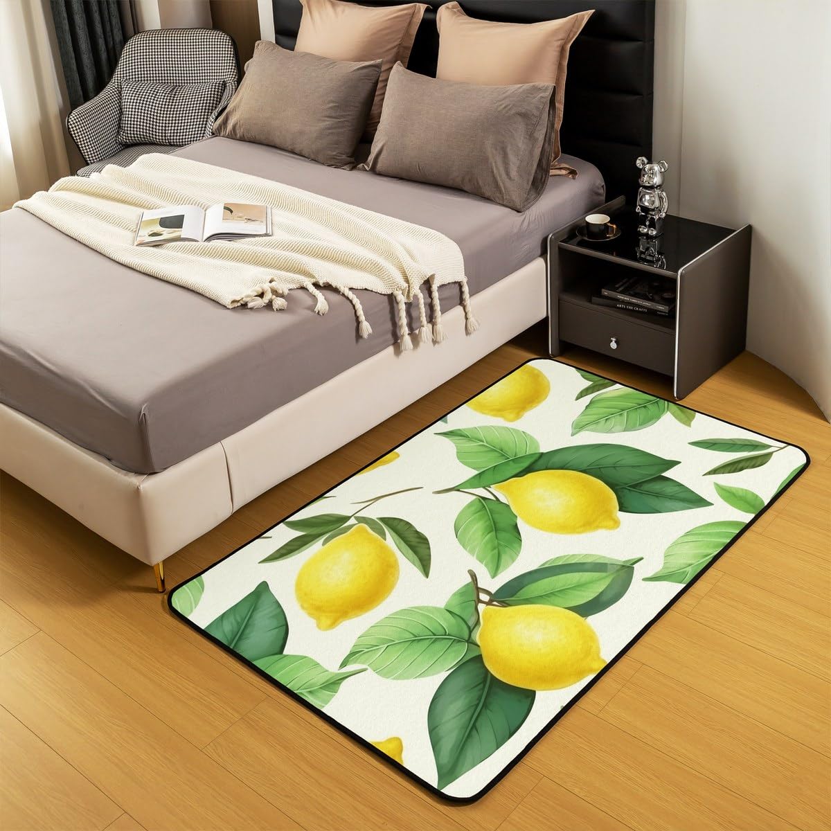 Homemissing Zitrone Teppich 100x150cm Tropisch Obst Drucken Super Weich Wohnzimmerteppich Sommer Vacation Stil Wetterfest Modern Teppich Natural Thema Outdoor Teppich für Küche Balkon Wohnzimmer