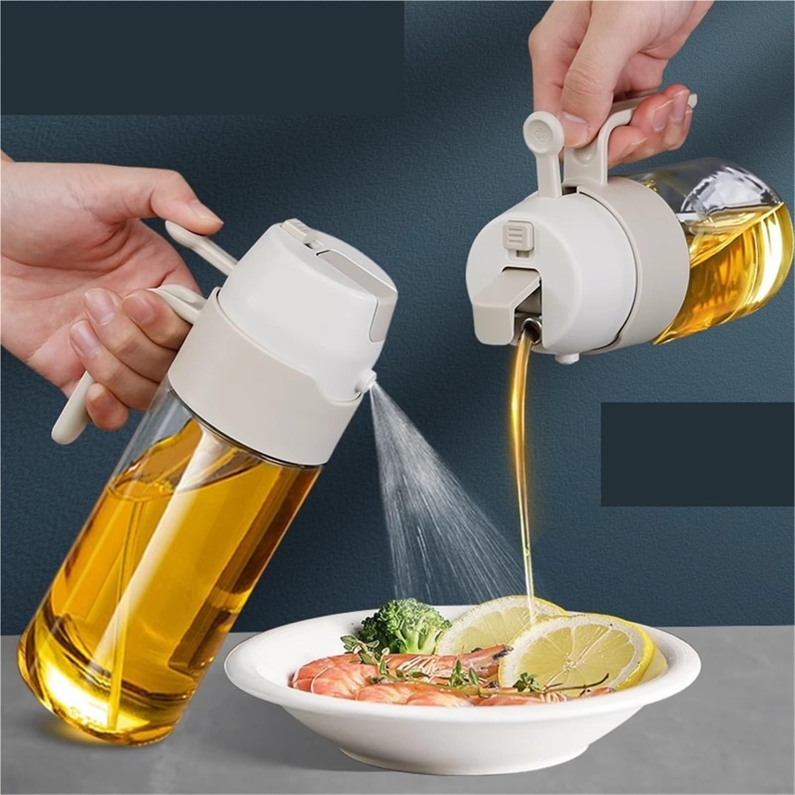 Dozownik oleju, Szklana Butelka Z Rozpylaczem Oleju, Rozpylacz Mister, Ciągła Kontrolą Porcji, Do Gotowania do frytkownicy(Yellow,550ml)