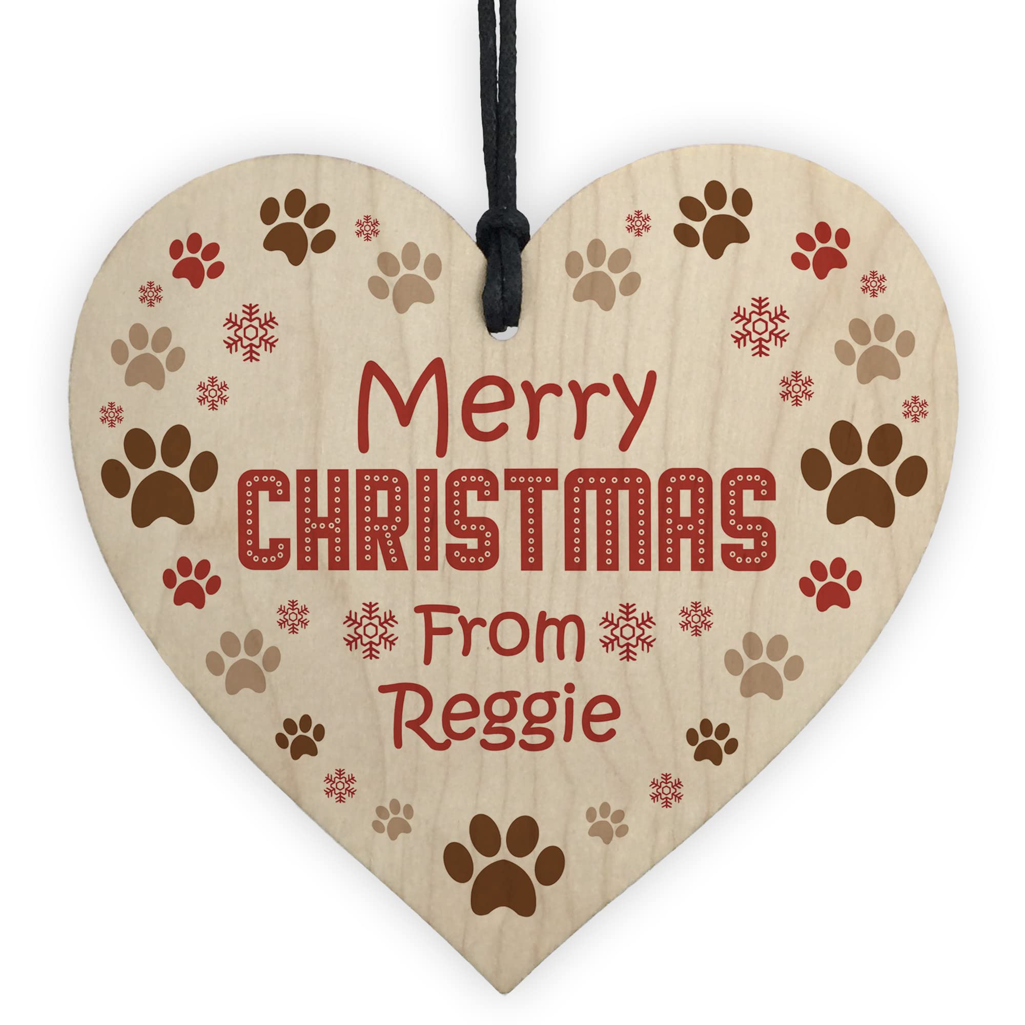 Red Ocean Personalised Merry Christmas From The Dog Funny Novelty Wooden Hanging Bauble Personalised Pet Tree Decoration Gifts
