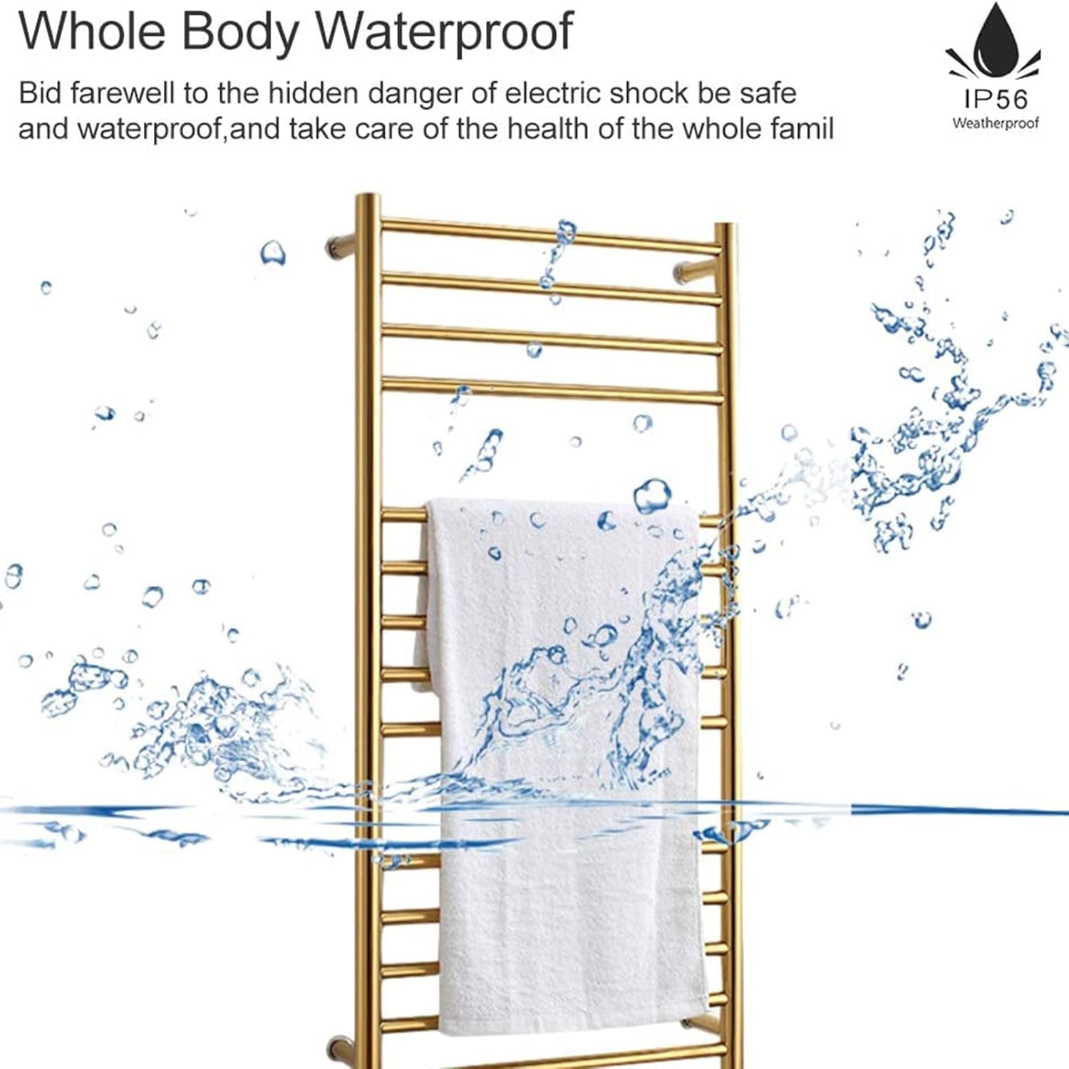 Wall-Mounted Electric Heated Towel Rack, 14 Bars Stainless Steel Electric Heating Towel Rail Radiator Flat Ladder Towel Warmer for Bathroom, Towel Rack Thermostat