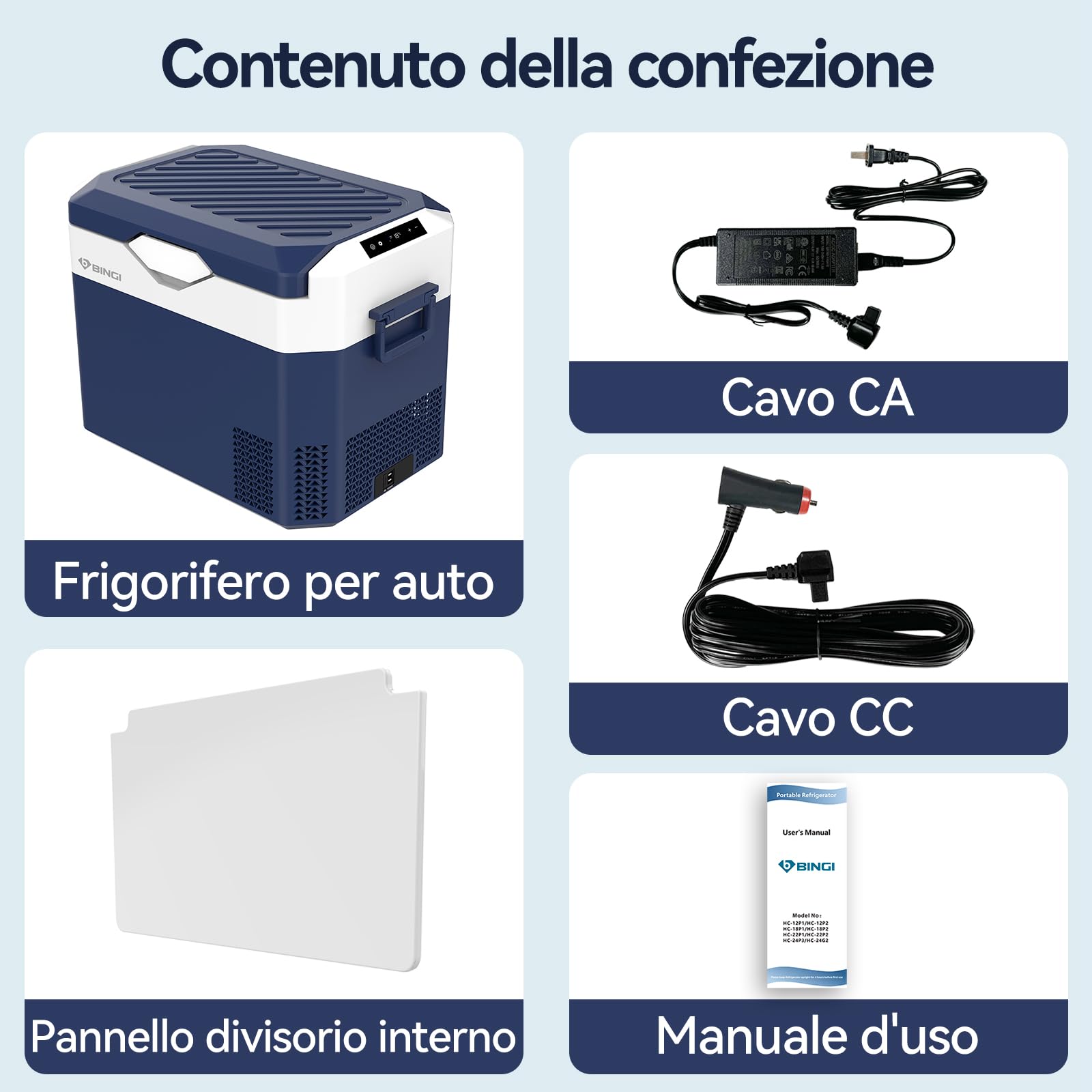 Bingi 30L Frigorifero Portatile Elettrico,Congelatore Portatile per Auto,Mini Frigorifero da Campeggio Frigo Elettrico 12V/24V/220V compressore per RV Camion,Barca,Camper