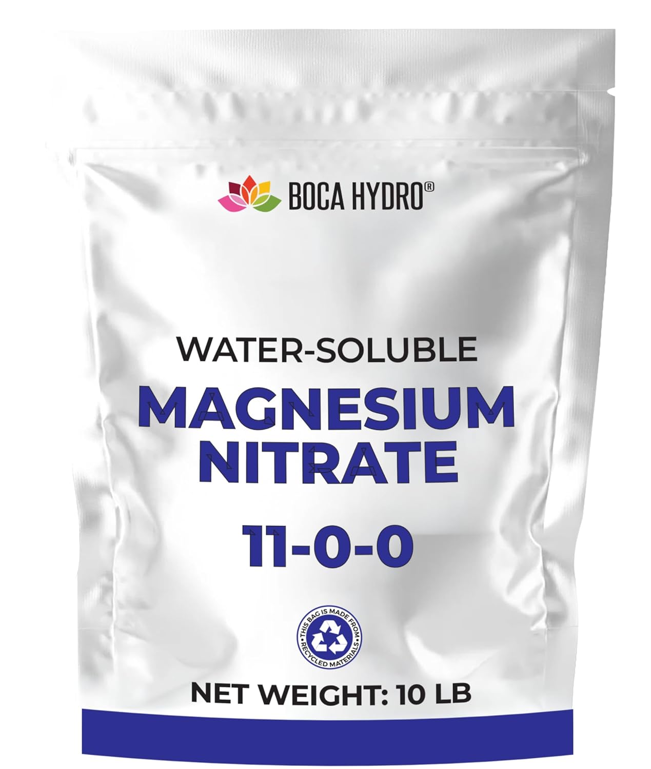 Magnesium Nitrate 11-0-0 Hydroponic Grade Water Soluble Fertilizer for Plants Vegetables Flowers and Trees Suitable for Soil Growing Systems and Fertigation (5 Lb)