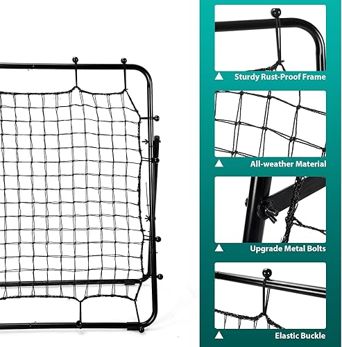 Miniatura 6 de LIANTRAL Red de rebote de béisbol, entrenador de rebote ajustable para fútbol, voleibol, sóftbol y lacrosse, rebote plegable portátil para práctica