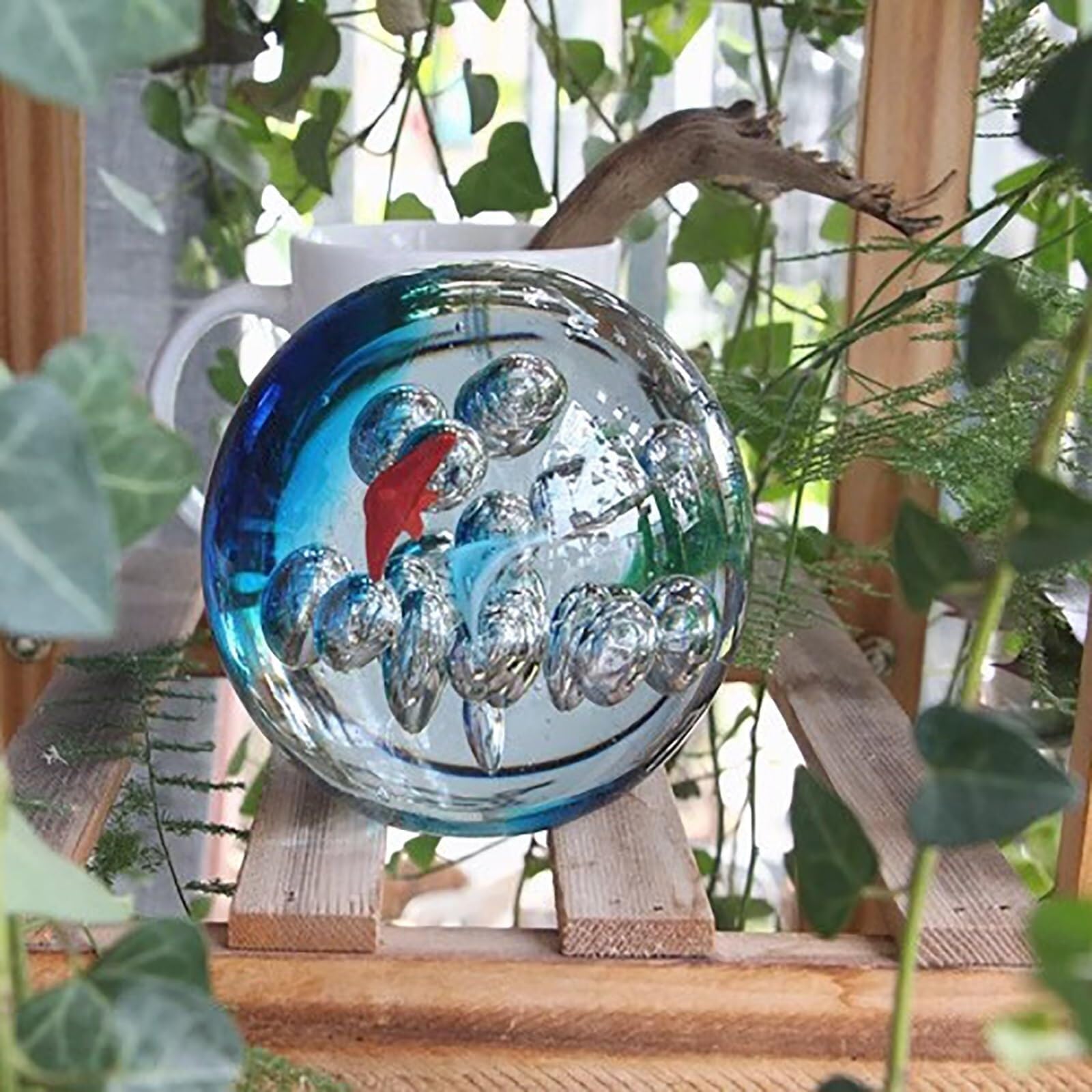 Fermacarte in vetro fatto a mano, decorazione da scrivania a tema oceano, vetro soffiato artigianale, compleanno (luminoso)
