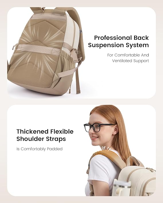 LOVEVOOK College Laptop Backpack, 17 Padded Daypack Trolley Sleeve, 14 Pockets, Waterproof Work Bag for Nurse Teacher Office Daily Commute with Accessory Pouch