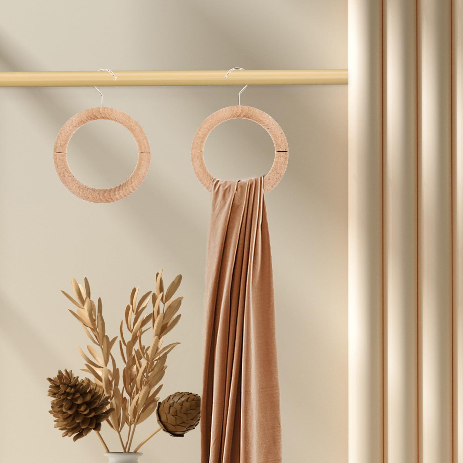 Organizador Multipropósito Magnético de Madera Hierro Bufandas y Anillo Sujetar para Ropa en Armarios y Closets