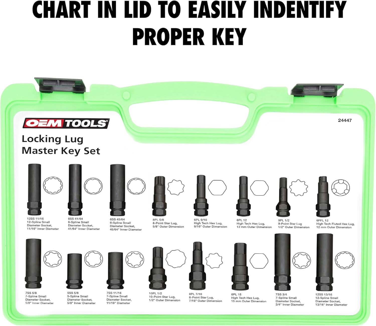 OEMTOOLS 16-Pc Lug Nut Socket Set, Impact Socket Set Removes Aftermarket Lug Nuts, Prevents Wheel Damage, Scratch-Free Removal