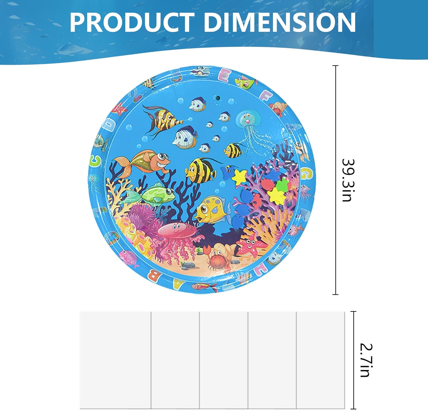review Thickened Sensory Water Playmat for Cats Dogs, Water Summer Cat Dog Water Matt, Cooling Mat for Pet, Cat Toys Water Sensory Playmat with Fish for Pet Play (Round(100cm))
