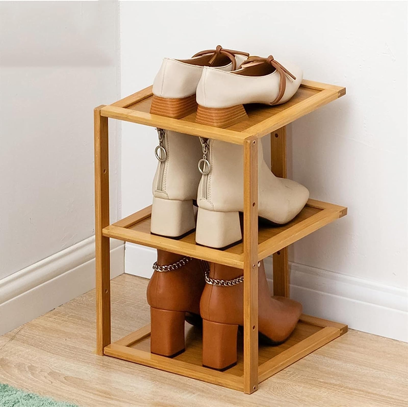 Schuhregal aus Holz, hoch, schmal, geschlossen, grob verstellbar, Schuhschränke, Etagen, hohe Schuhaufbewahrung (Farbe: 2, Größe: 7 Stockwerke) :