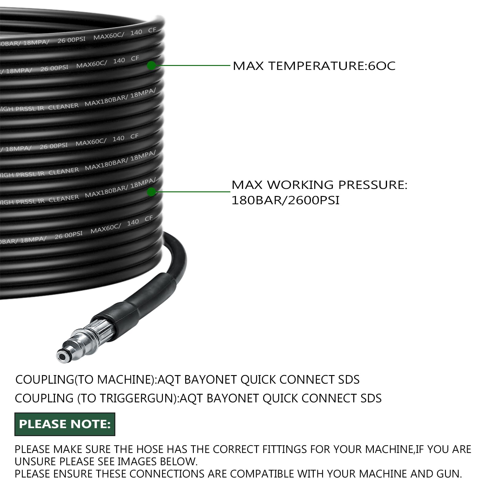 TUBO IDROPULITRICE BOSCH AQT 8m - AQT 45-14 Con Raccordi SDS - Foto 8