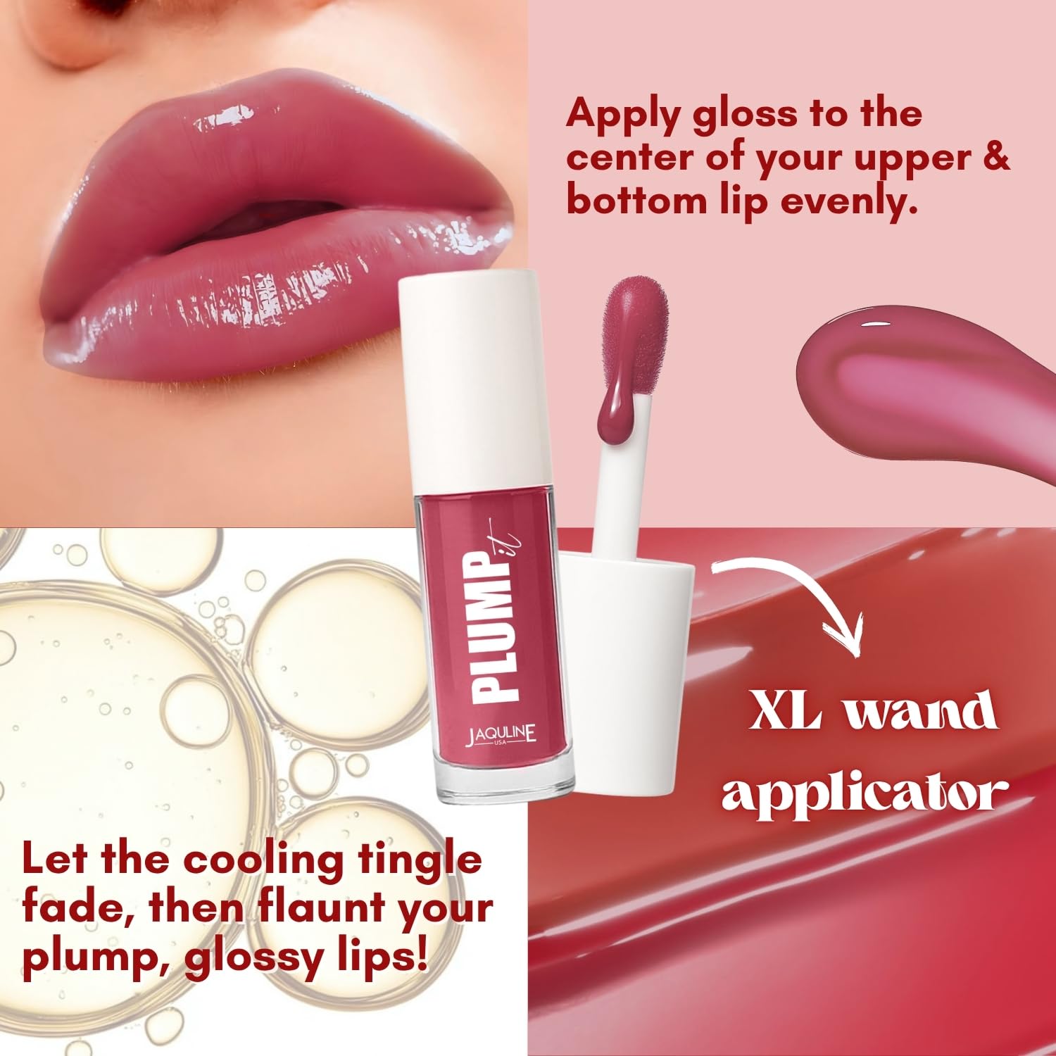 JAQULINE USA PLUMPit Lip Plumper Volumizer | Adds Volume & Hydration | Lightweight, Non-Sticky Formula | Soft Peach Shade | Smooth Application - Blushing Belle 03, 3.5ml 2