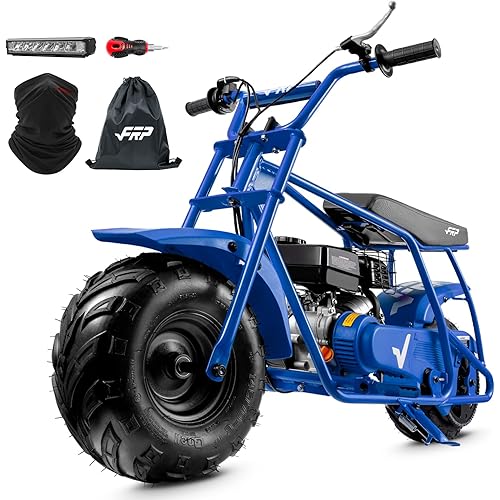 FRP Mini Dirt Bike GMB100, 99 CC Gas Powered 4 Stroke 3HP, Off Road Mini Bikes for Kids and Adult, Trail Bike Up to 28 Mph, Weight Support Up to 220 LBS (Blue)
