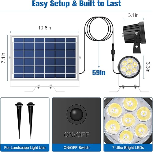Miniatura 6 de APONUO Luz solar para mástil de bandera, luces solares para mástil de bandera, luces solares mejoradas, para exteriores, del anochecer al amanecer,